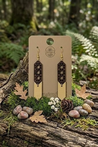 Geometric Bar Basswood Earrings