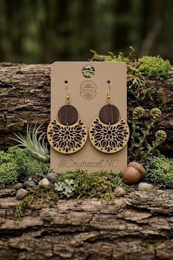 Mandala Floral Basswood Earrings